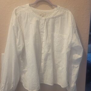 White Embroidered Long Sleeve Top